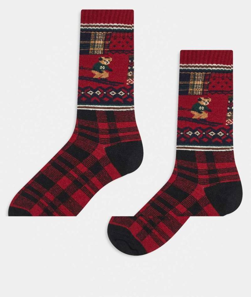 Polo Ralph Lauren - Socken mit Polo Bear-Motiv in Rot, 2er Pack von Polo Ralph Lauren