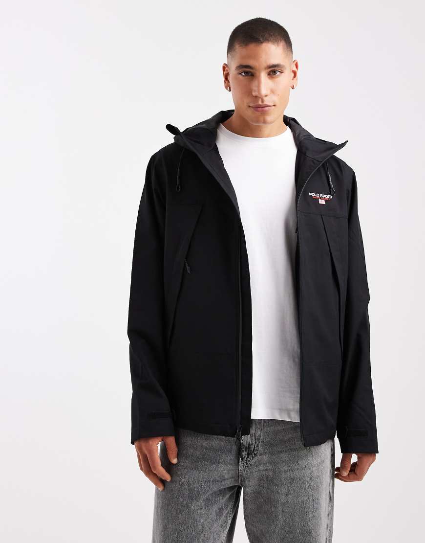 Polo Ralph Lauren - Sport Capsule Eastview - Isolierte Bomberjacke in Schwarz mit Kapuze und Logo von Polo Ralph Lauren