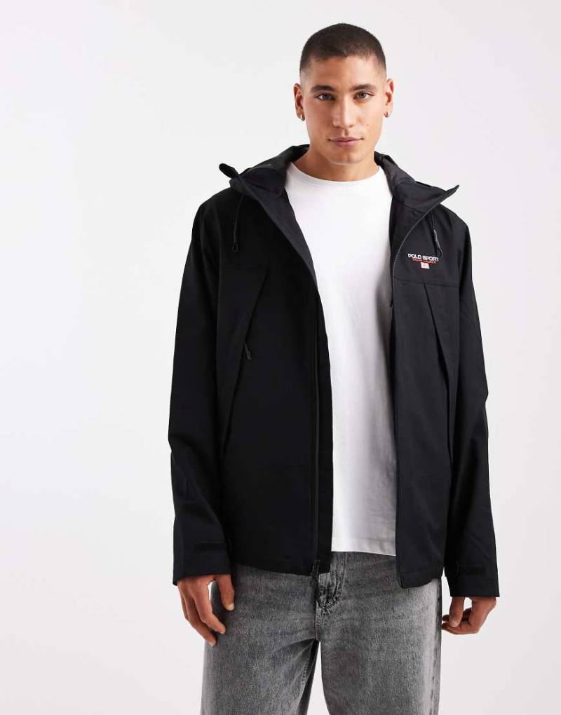 Polo Ralph Lauren - Sport Capsule Eastview - Isolierte Bomberjacke in Schwarz mit Kapuze und Logo von Polo Ralph Lauren