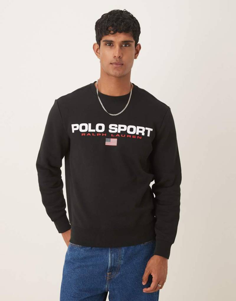 Polo Ralph Lauren - Sport Capsule - Sweatshirt in Schwarz mit Rundhalsausschnitt und Logo am Ausschnitt von Polo Ralph Lauren