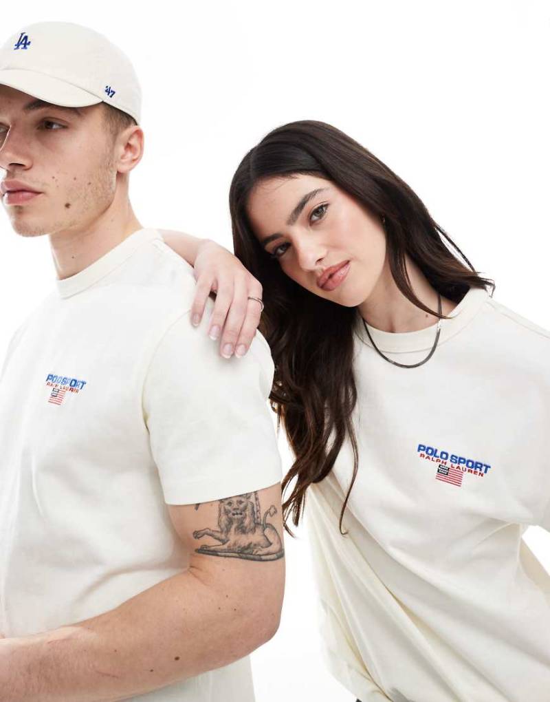 Polo Ralph Lauren - Sport Capsule - Unisex - Schweres T-Shirt in Creme mit kleinem Logo auf der Brust-Weiß von Polo Ralph Lauren