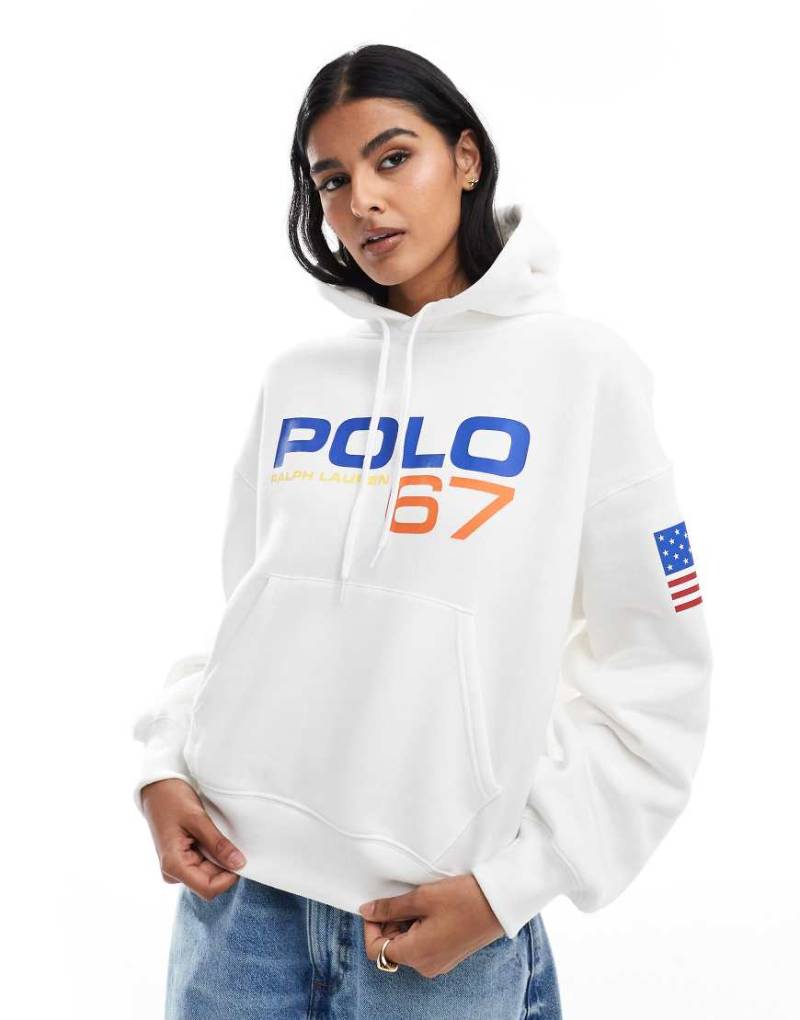 Polo Ralph Lauren - Sport - Kapuzenpullover in Weiß mit Print von Polo Ralph Lauren
