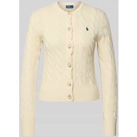 Polo Ralph Lauren Strickjacke aus Leinen-Kaschmir-Mix mit Zopfmuster in Offwhite, Größe S Polo Ralph Lauren Strickjacke aus Leinen-Kaschmir-Mix mit Zopfmuster in Offwhite, Größe S von Polo Ralph Lauren