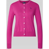 Polo Ralph Lauren Strickjacke mit Logo-Stitching in Pink, Größe XL von Polo Ralph Lauren