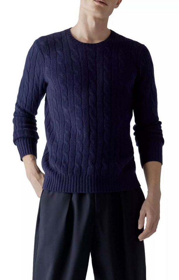 Polo Ralph Lauren Strickpullover Kaschmir Strick Pullover Kaschmirpullover Strick-Pulli mit Zopfmuster Reiner Kaschmir, Gerader Schnitt - Zopfmuster - Rundhalsausschnitt von Polo Ralph Lauren
