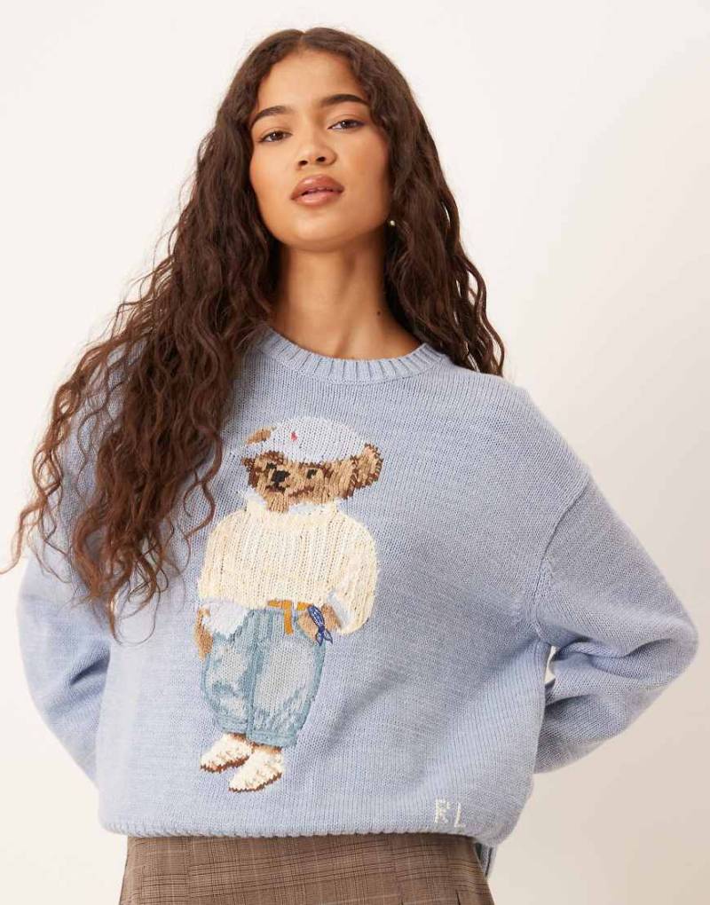 Polo Ralph Lauren - Strickpullover in Blau mit Bear-Logo von Polo Ralph Lauren