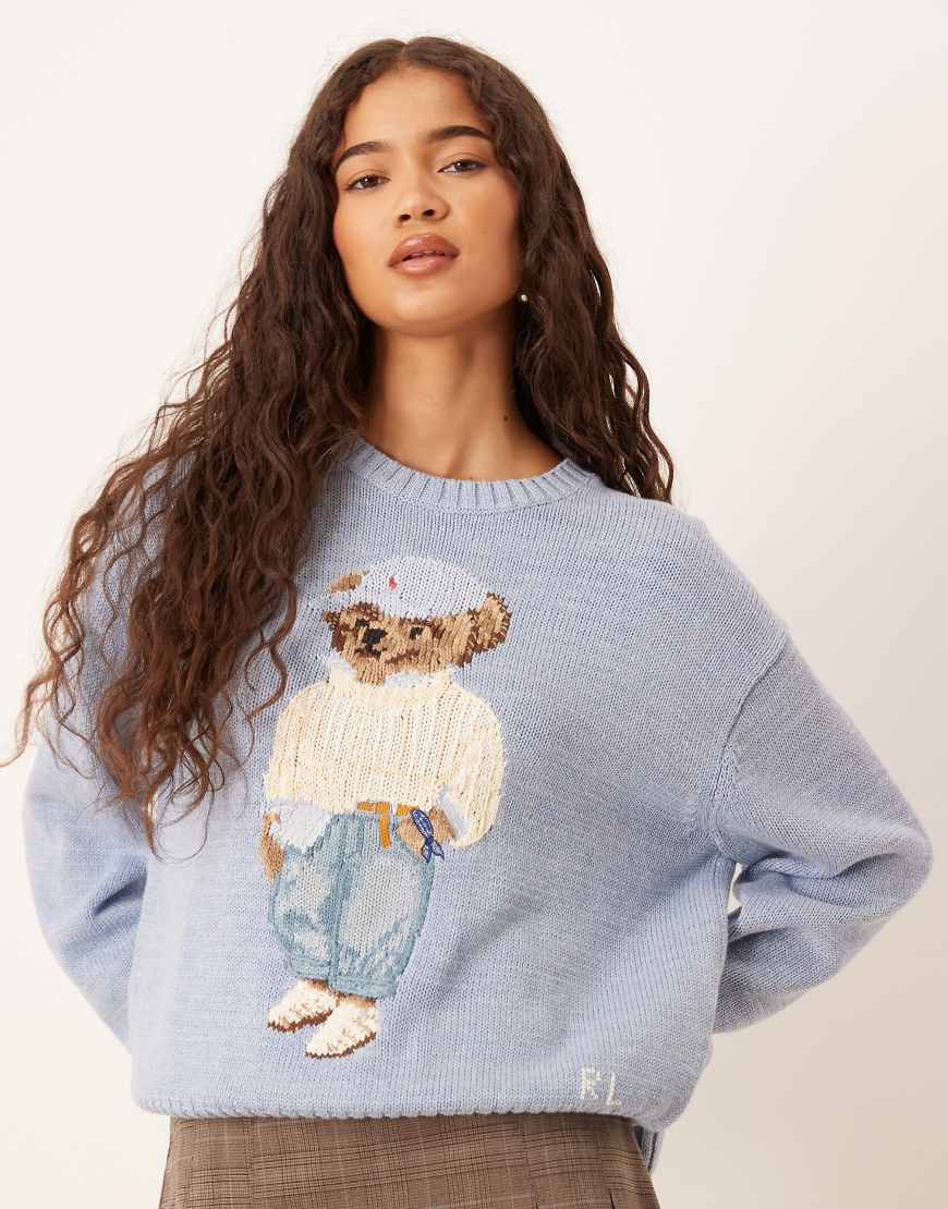 Polo Ralph Lauren - Strickpullover in Blau mit Bear-Logo Polo Ralph Lauren - Strickpullover in Blau mit Bear-Logo von Polo Ralph Lauren