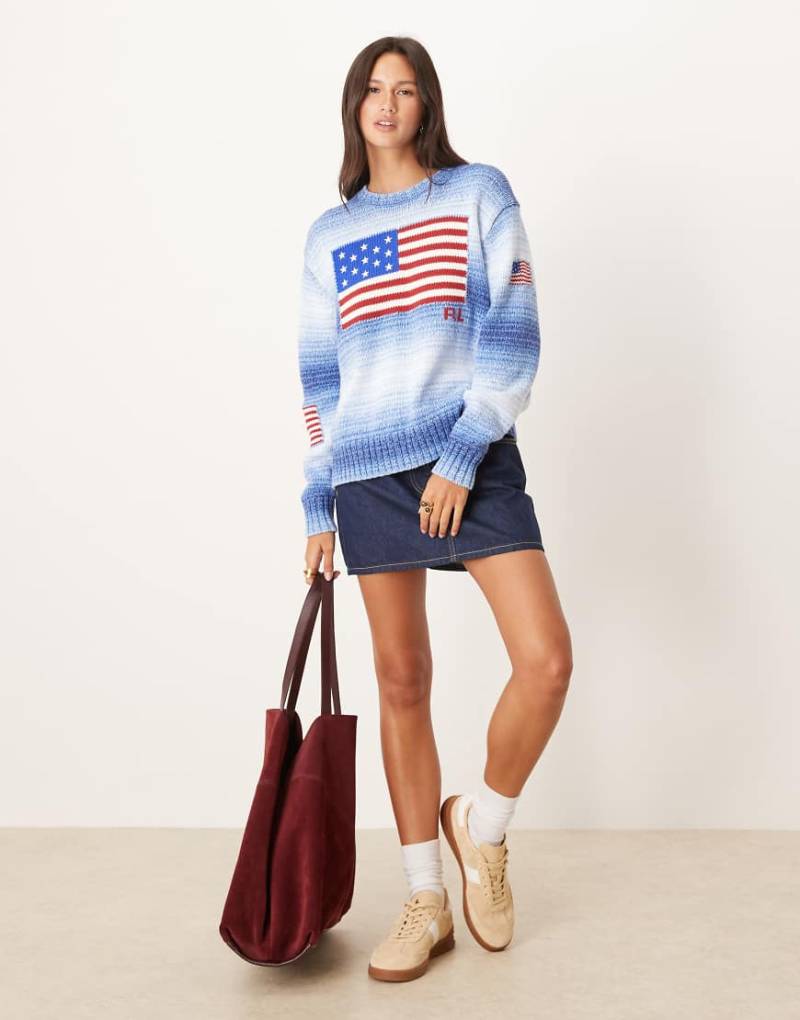 Polo Ralph Lauren - Strickpullover in Blau mit Flaggen-Logo von Polo Ralph Lauren