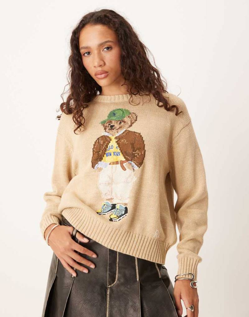 Polo Ralph Lauren - Strickpullover in Hellbraun mit Bear-Neutral von Polo Ralph Lauren