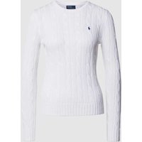 Polo Ralph Lauren Strickpullover mit Label-Stitching Modell 'JULIANNA' in Weiss, Größe S von Polo Ralph Lauren