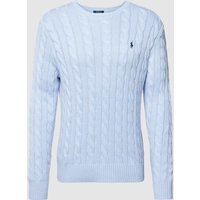 Polo Ralph Lauren Strickpullover mit Logo-Patch mit Zopfmuster in Bleu, Größe L von Polo Ralph Lauren