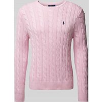 Polo Ralph Lauren Strickpullover mit Logo-Patch mit Zopfmuster in Rosa, Größe XL von Polo Ralph Lauren