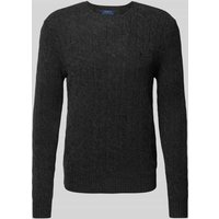 Polo Ralph Lauren Strickpullover mit Logo-Stitching in Dunkelgrau Melange, Größe XXL von Polo Ralph Lauren