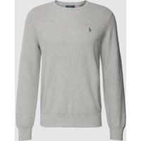 Polo Ralph Lauren Strickpullover mit Logo-Stitching in Hellgrau, Größe S von Polo Ralph Lauren