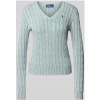 Polo Ralph Lauren Strickpullover mit V-Ausschnitt Modell 'KIMBERLY' in Hellblau, Größe XXL von Polo Ralph Lauren