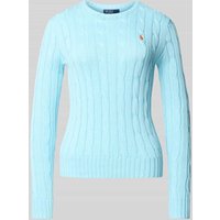 Polo Ralph Lauren Strickpullover mit Zopfmuster Modell 'JULIANNA' in Blau, Größe S von Polo Ralph Lauren