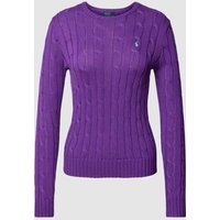 Polo Ralph Lauren Strickpullover mit Zopfmuster Modell 'JULIANNA' in Lila, Größe XL von Polo Ralph Lauren