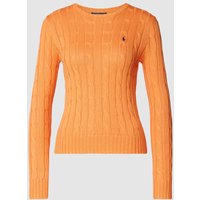 Polo Ralph Lauren Strickpullover mit Zopfmuster Modell 'JULIANNA' in Orange, Größe L von Polo Ralph Lauren