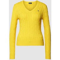 Polo Ralph Lauren Strickpullover mit Zopfmuster in Gelb, Größe L von Polo Ralph Lauren