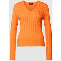 Polo Ralph Lauren Strickpullover mit Zopfmuster in Orange, Größe L von Polo Ralph Lauren