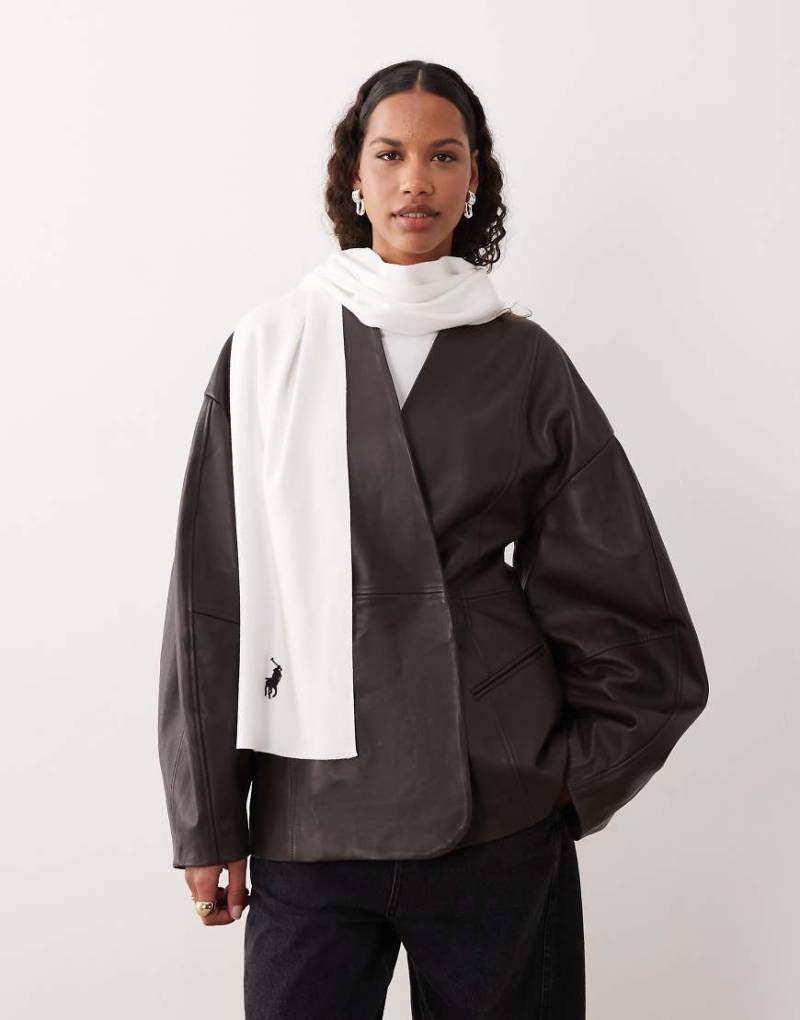 Polo Ralph Lauren - Strickschal aus Baumwolle in Wollweiß und Schwarz mit Markenlogo von Polo Ralph Lauren