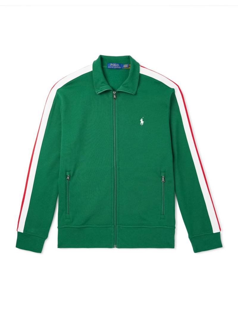 Polo Ralph Lauren - Striped Cotton-Blend Jersey Zip-Up Sweatshirt - Men - Green - L von Polo Ralph Lauren