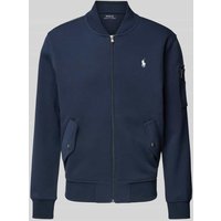Polo Ralph Lauren Sweatjacke mit Pattentaschen Modell 'BOMBER' in Marine, Größe XXL von Polo Ralph Lauren