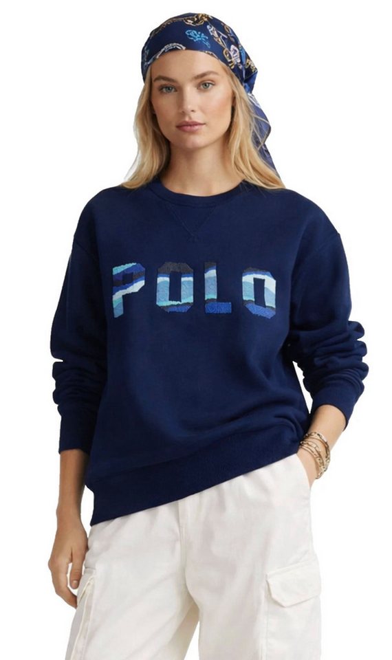 Polo Ralph Lauren Sweatshirt Damen Pullover mit besticktem Perlen Bead Logo "Authentifizierung per Ralph Lauren QR-Code möglich" von Polo Ralph Lauren
