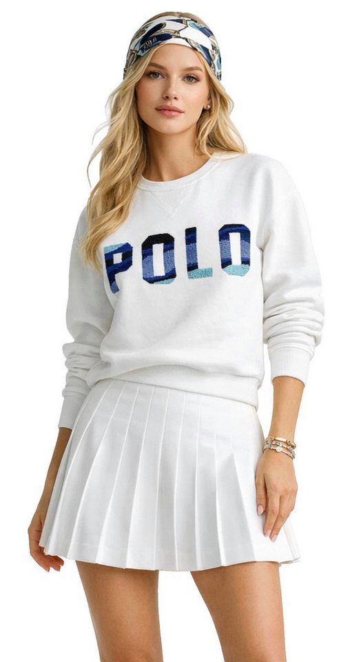 Polo Ralph Lauren Sweatshirt Damen Pullover mit besticktem Perlen Bead Logo "Authentifizierung per Ralph Lauren QR-Code möglich" von Polo Ralph Lauren