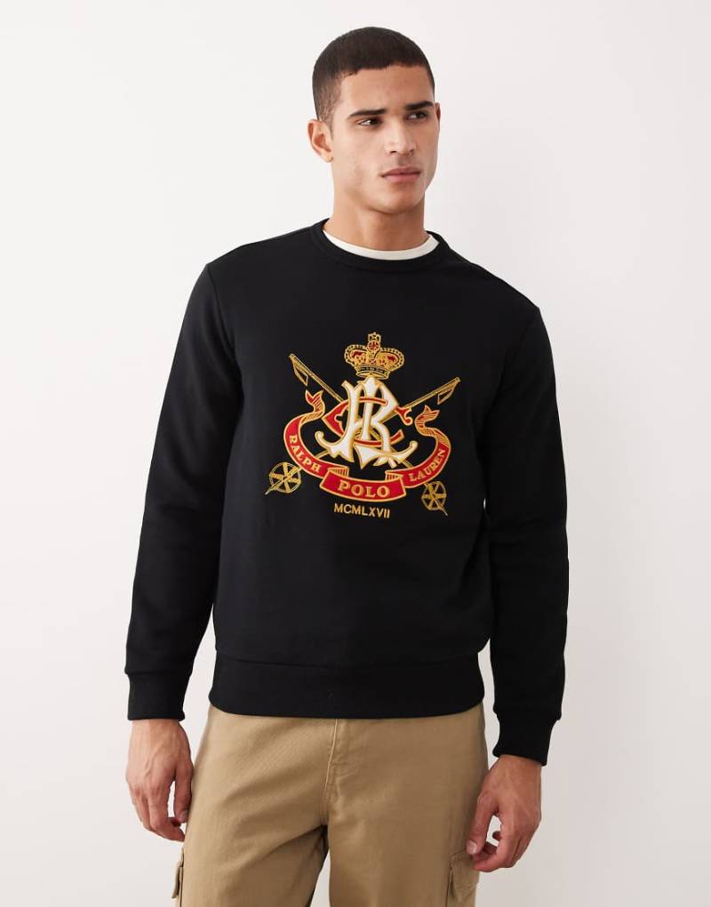 Polo Ralph Lauren - Sweatshirt aus Fleece in Schwarz mit großem Wappen-Markenlogo von Polo Ralph Lauren