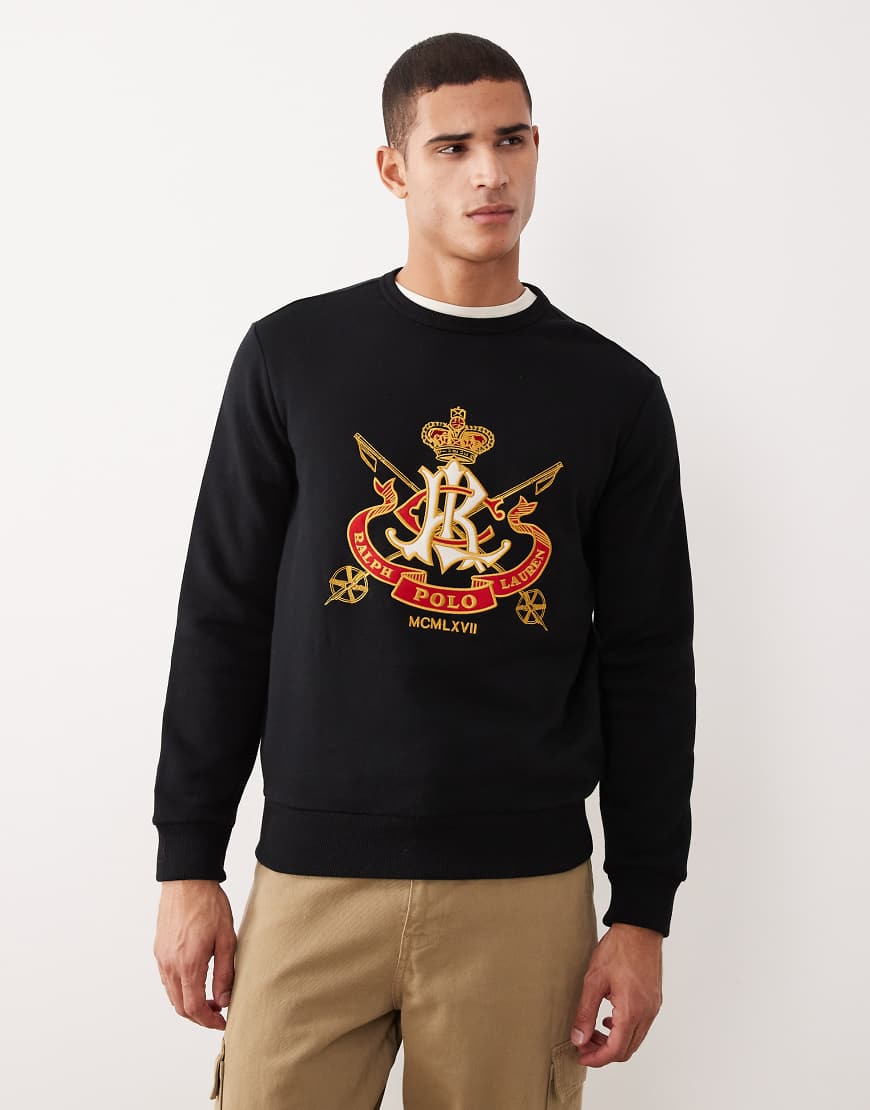 Polo Ralph Lauren - Sweatshirt aus Fleece in Schwarz mit großem Wappen-Markenlogo von Polo Ralph Lauren