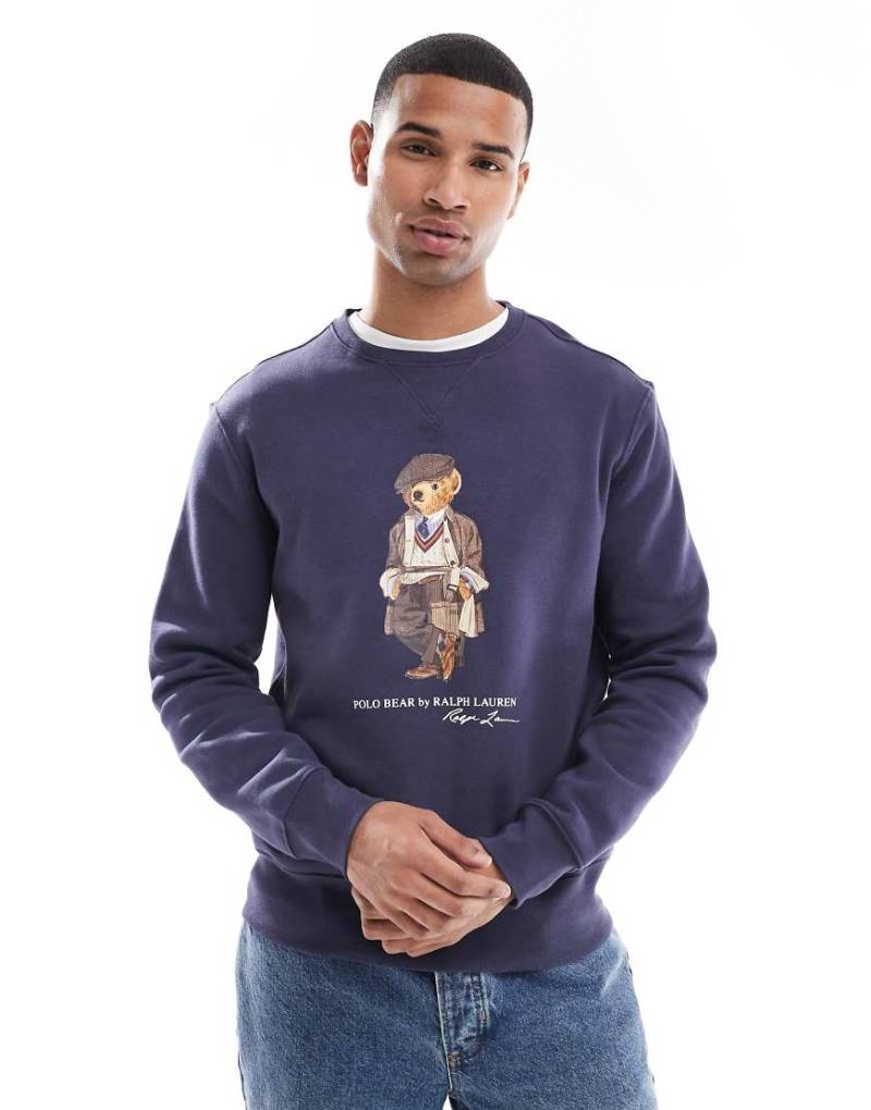 Polo Ralph Lauren - Sweatshirt in Mittelblau mit klassischem Polo-Bear-mit-Kappe-Print von Polo Ralph Lauren