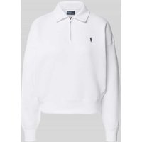 Polo Ralph Lauren Sweatshirt mit Polokragen und Label-Stitching in Weiss, Größe S von Polo Ralph Lauren