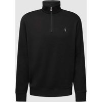 Polo Ralph Lauren Sweatshirt mit Rippenoptik und kurzem Reißverschluss in Black, Größe L von Polo Ralph Lauren