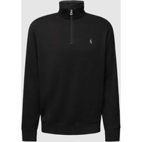 Polo Ralph Lauren Sweatshirt mit Rippenoptik und kurzem Reißverschluss in Black, Größe S von Polo Ralph Lauren