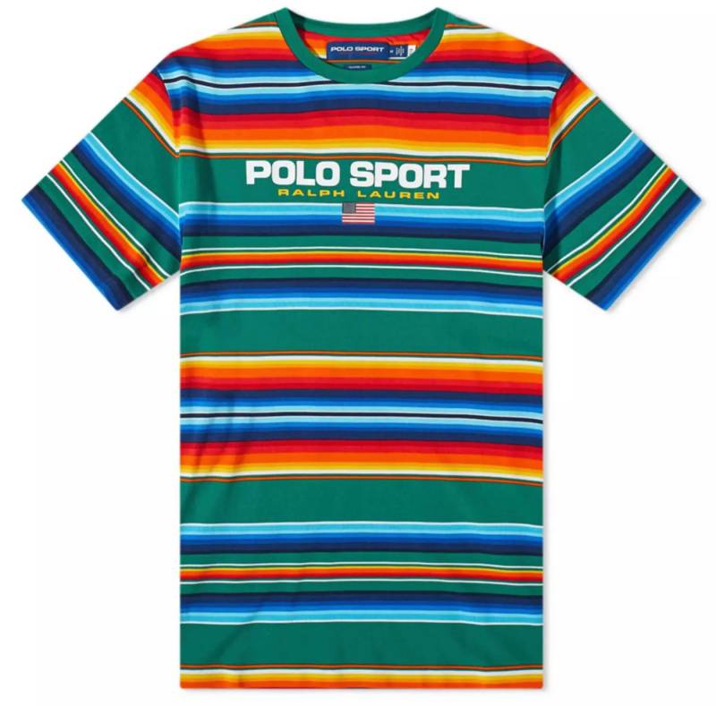 Polo Ralph Lauren T-Shirt Retro Streifen Desert Awning Stripe Forest Color-Blocking-Streifen mit aufgedrucktem Markenlogo von Polo Ralph Lauren