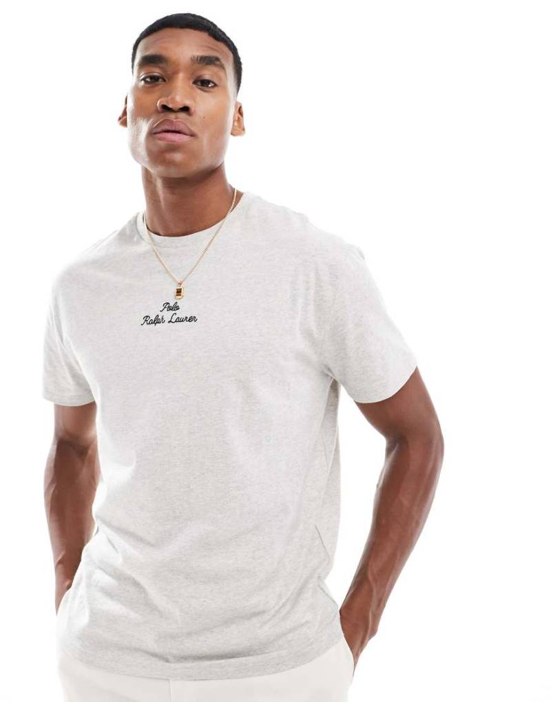 Polo Ralph Lauren - T-Shirt in meliertem Grau mit klassischem Oversize-Schnitt und mittigem Logo-Schriftzug von Polo Ralph Lauren
