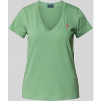 Polo Ralph Lauren T-Shirt mit geripptem V-Ausschnitt in Khaki, Größe M Polo Ralph Lauren T-Shirt mit geripptem V-Ausschnitt in Khaki, Größe M von Polo Ralph Lauren