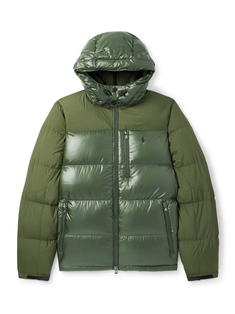 Polo Ralph Lauren - The Gorham Twill-Trimmed Quilted Glossed Recycled-Shell Hooded Down Jacket - Men - Green - S von Polo Ralph Lauren