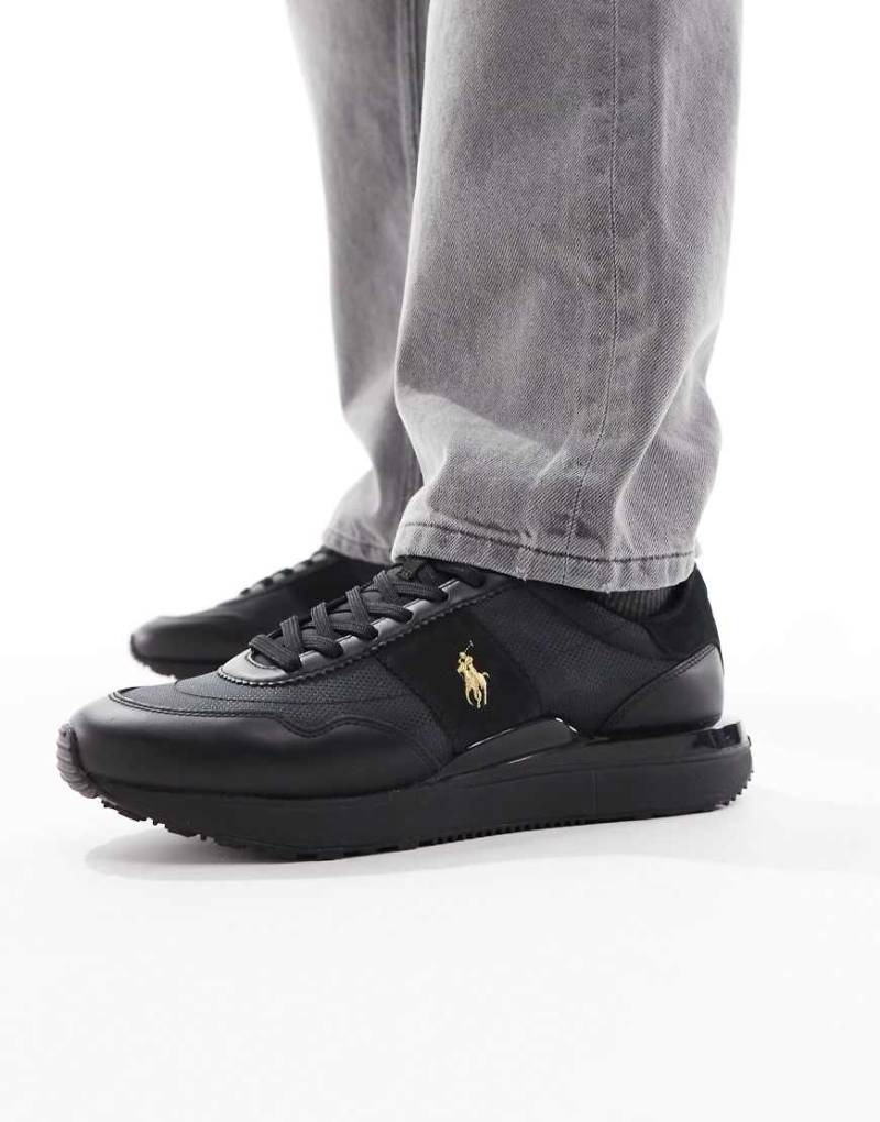 Polo Ralph Lauren - Train 89 - Sneaker in Schwarz mit goldfarbenem Polospieler-Logo von Polo Ralph Lauren