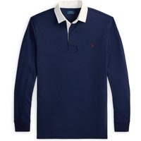 Polo Ralph Lauren Unifarbenes Rugby-Shirt mit Kontrastkargen und Poloreiter-Stickerei von Polo Ralph Lauren