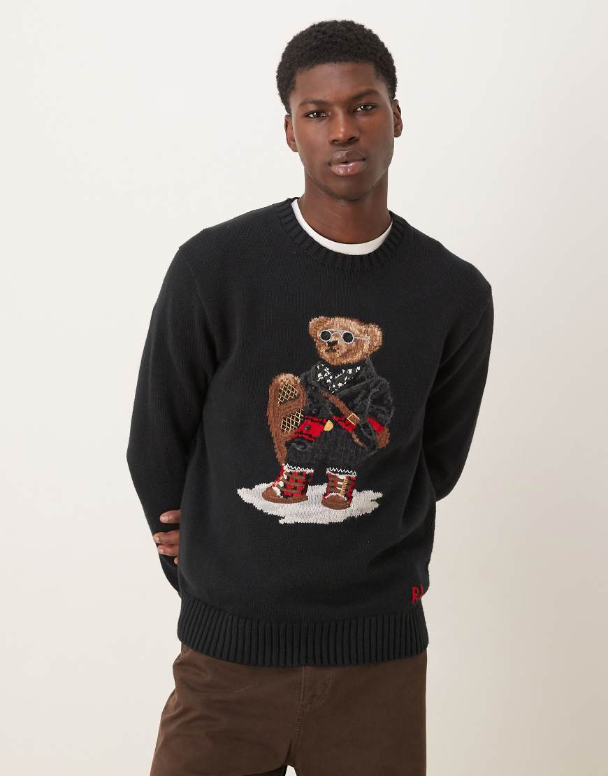 Polo Ralph Lauren - Unisex-Strickpullover aus Baumwollmix in Schwarz mit Holiday Bear-Logo Polo Ralph Lauren - Unisex-Strickpullover aus Baumwollmix in Schwarz mit Holiday Bear-Logo von Polo Ralph Lauren