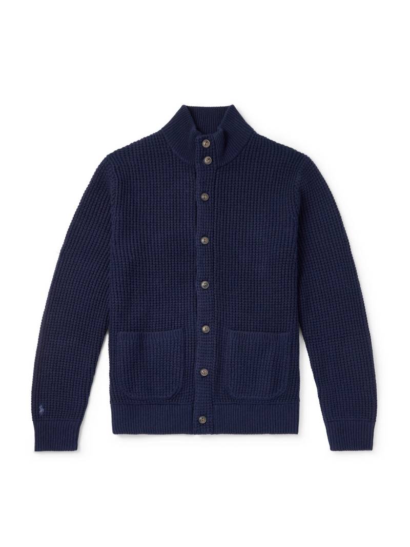 Polo Ralph Lauren - Waffle-Knit Wool and Cotton-Blend Cardigan - Men - Blue - XXL von Polo Ralph Lauren