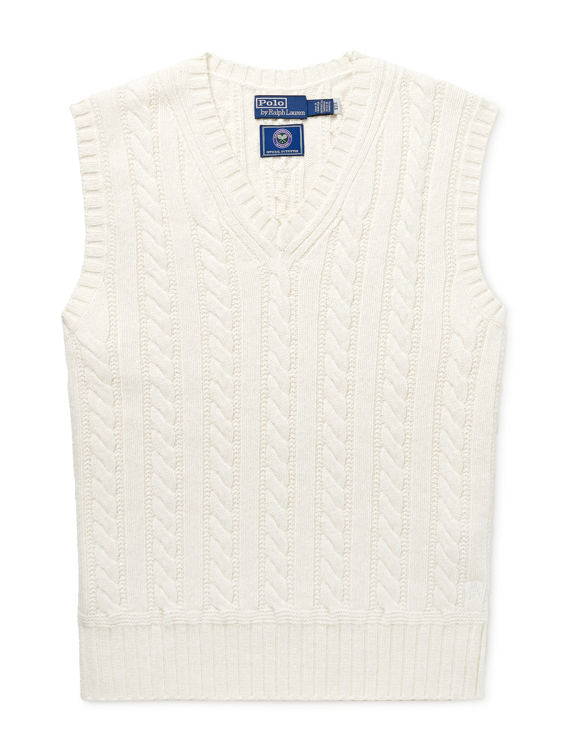 Polo Ralph Lauren - Wimbledon Cable-Knit Cashmere, Cotton and Linen-Blend Sweater Vest - Men - Neutrals - XL von Polo Ralph Lauren