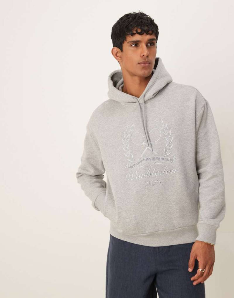 Polo Ralph Lauren - Wimbledon Capsule - Kapuzenpullover in meliertem Grau mit Logo auf der Vorderseite von Polo Ralph Lauren