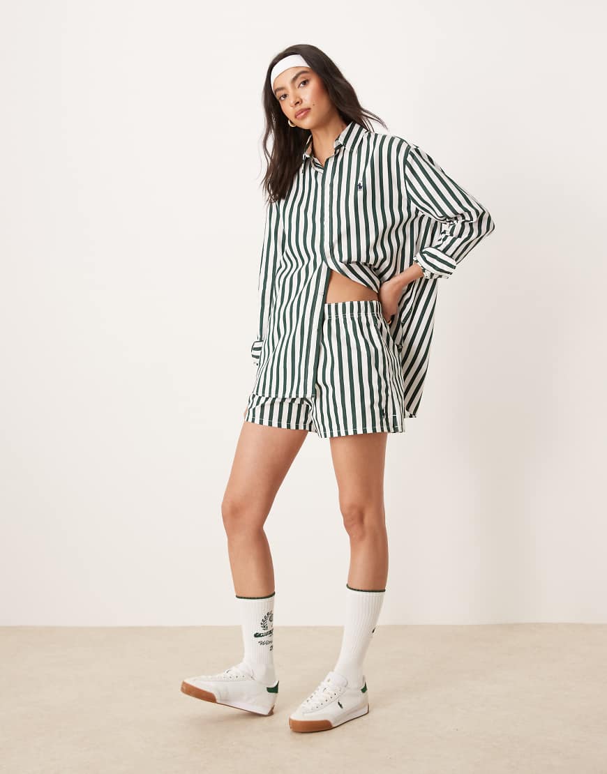 Polo Ralph Lauren - Wimbledon Capsule - Shorts mit Streifen in Dunkelgrün und Logo, Kombiteil-Weiß von Polo Ralph Lauren