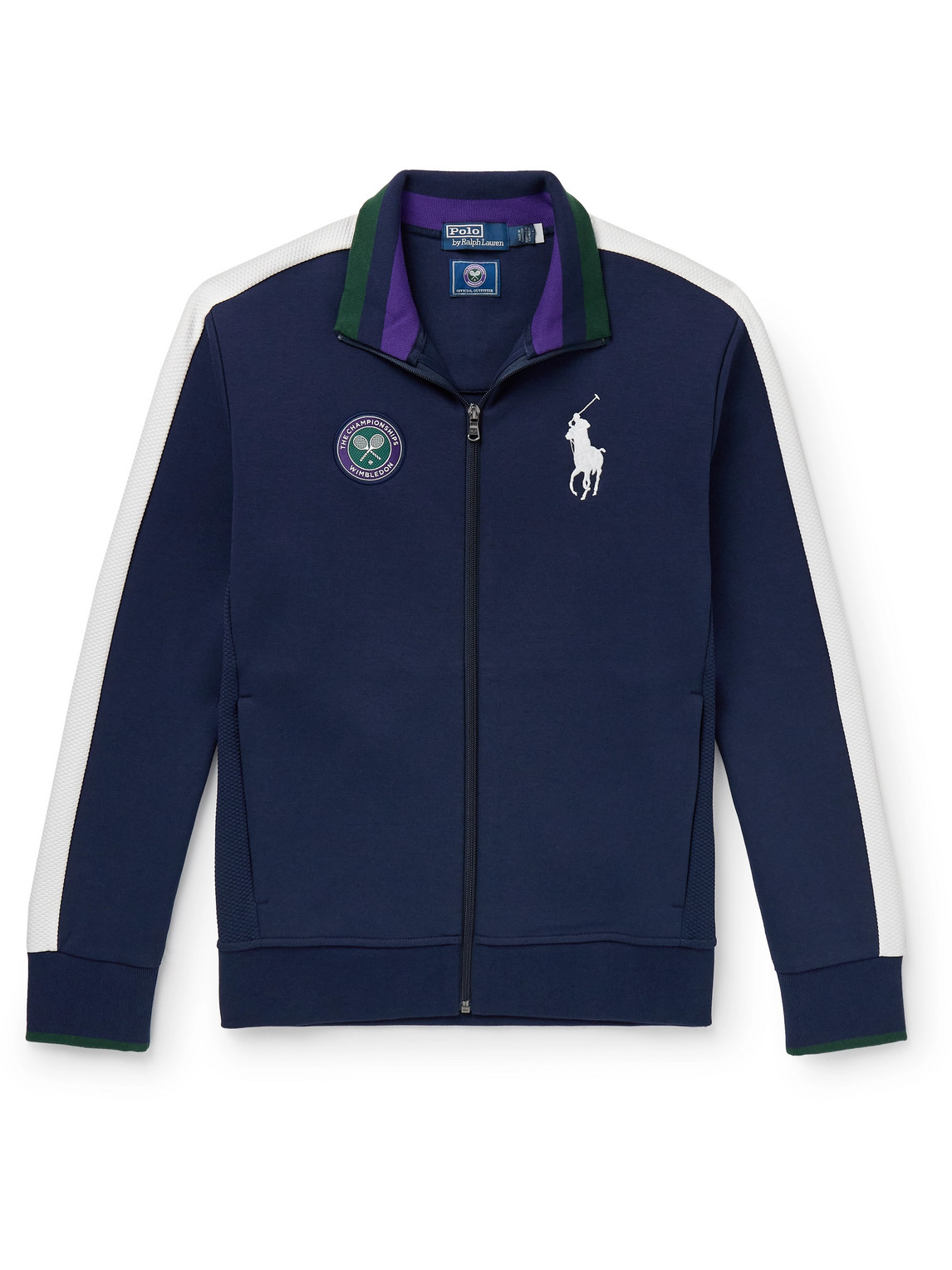 Polo Ralph Lauren - Wimbledon Mesh-Trimmed Cotton-Blend Jersey Track Jacket - Men - Blue - M von Polo Ralph Lauren