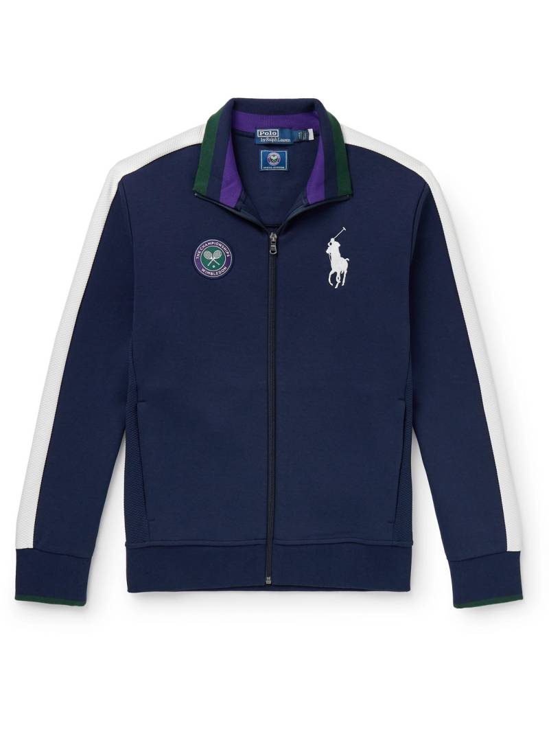 Polo Ralph Lauren - Wimbledon Mesh-Trimmed Cotton-Blend Jersey Track Jacket - Men - Blue - M von Polo Ralph Lauren