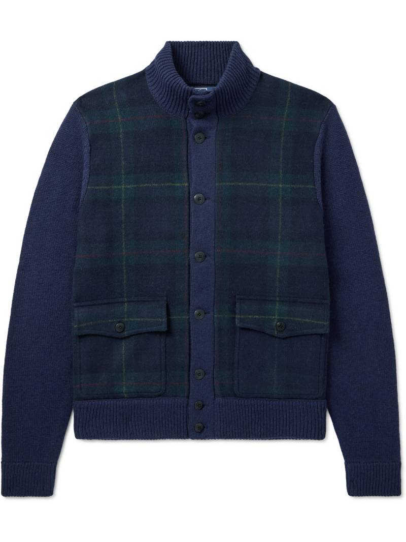 Polo Ralph Lauren - Wool and Checked Flannel Cardigan - Men - Blue - M von Polo Ralph Lauren