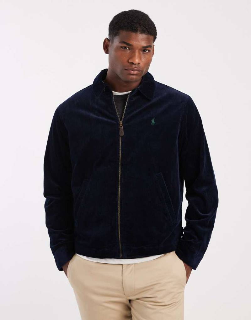 Polo Ralph Lauren - Wynton - Gefütterte Harrington-Jacke in Marineblau aus schwerem Cord mit Logo-Symbol von Polo Ralph Lauren